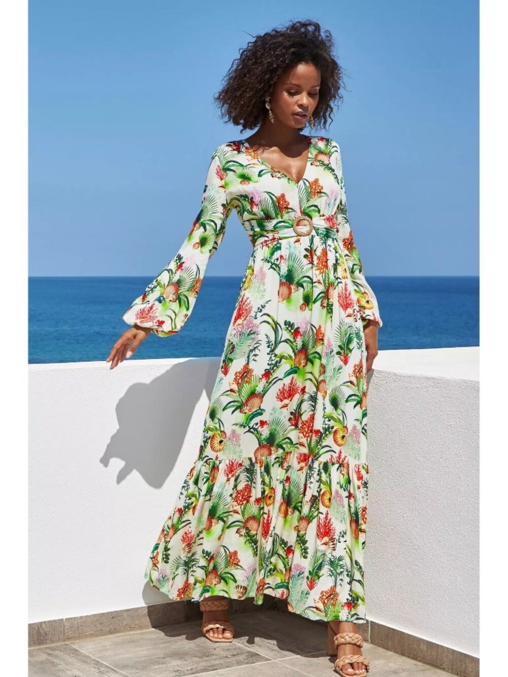 BOSTON PROPER Sea Life Printed Maxi Dress Size 10 NEW New without tags